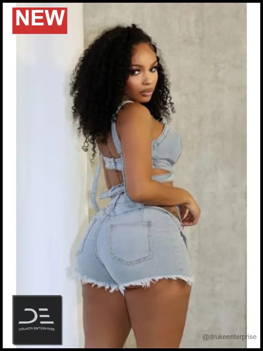2 Pc Sleeveless Denim Crossover Crop Top & High Waist Jean Shorts Set, S-XXL
